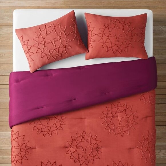 Opalhouse Twin or Twin XL Orange & Embroidered Sun Pattern 2 Piece Comforter Set - Picture 4 of 7